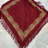 روسری نخی ترکمن کد 1652 قواره 140-150 سانت ریشه دستباف قابل استفاده 4 فصل