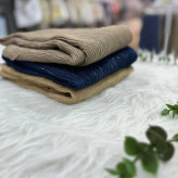 شال پلیسه لمه دار نخی ساده قواره بزرگ 190x80 زنانه بدون آبرفت و چروک
