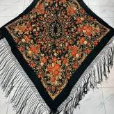 روسری ترکمن اصل ترکیه قواره بزرگ 140-150 سانت نخی ریشه دستباف چهار فصل بدون چروک