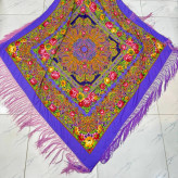روسری ترکمن اصل زنانه کد 1383 نخی وارداتی ترکیه قواره 140-150 سانت ریشه دستباف 4 فصل
