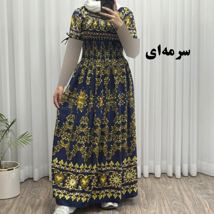 پیراهن نخی هندی آمیتا فری سایز تا 50 چهارفصل شیک و راحت بدون چروک و آبرفت زنانه و دخترانه