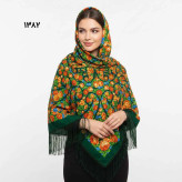 روسری ترکمن اصل ترکیه وارداتی نخی قواره بزرگ ریشه دستباف چهار فصل بدون چروک