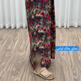 پیراهن نخی سه بعدی طلاکوب فلور بوگاتی فری سایز تا 52 زنانه کمربنددار چهارفصل شیک