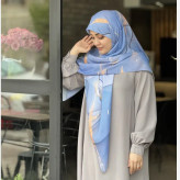 روسری نخی کاستوم طرح دلناز سایز 140 آبی چرخ دوز