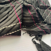 شال مشکی نخی کوک دوزی کد 820 قواره 225x75 سانتیمتر بدون آبرفت و چروک