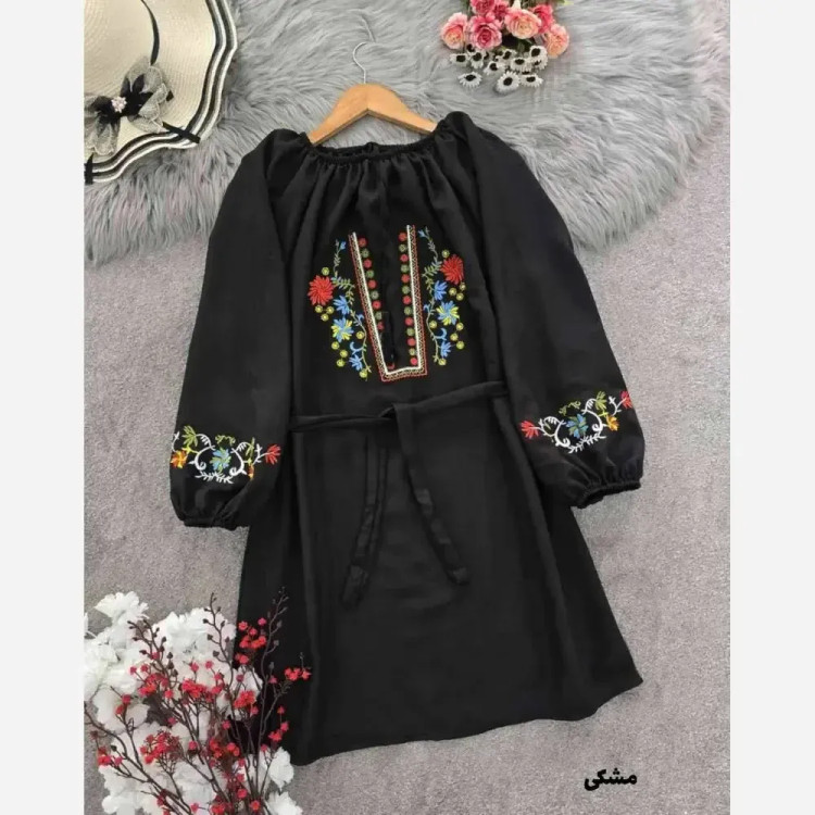 شومیز گلدوزی زنانه مدل مارال جنس شانتون فری سایز