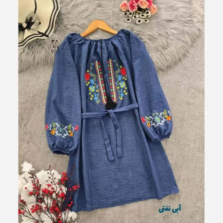 شومیز گلدوزی زنانه مدل مارال جنس شانتون فری سایز