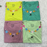 تیشرت نخ پنبه گلدوزی سایز S، M، L، XL و XXL مناسب خانمها و دختران