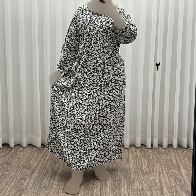 پیراهن نخی زنانه سایز بزرگ مدل هندی دکمه دار فری سایز تا 52