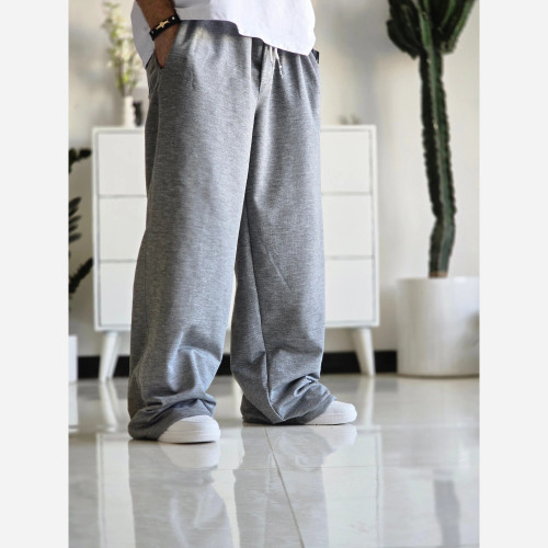 شلوار اسلش فول بگ مردانه و زنانه پارچه ملانژ رنگ طوسی سایز XXL و XXXL