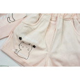 ست تیشرت و شلوارک دخترانه طرح گربه جنس پنبه و کتان مناسب بهار و تابستان