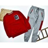 بلوز شلوار پسرانه پنبه ملانج طرح دار کد 10814