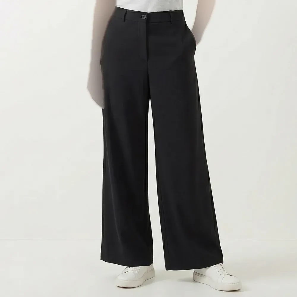 شلوار بگ زنانه مشکی پارچه کرپ کد 11732