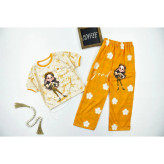 ست کراپ و شلوار دخترانه طرح دختر عینکی کد 11721