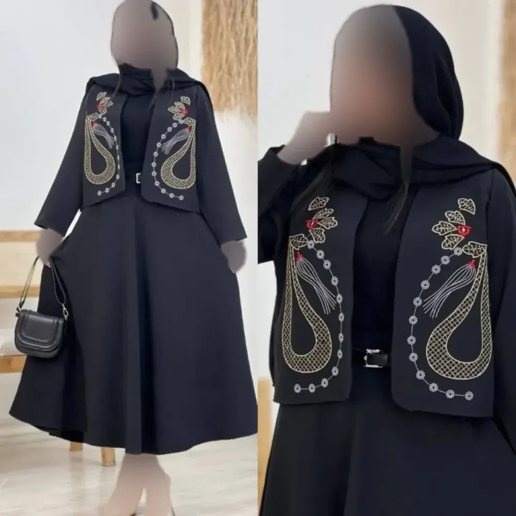 ست کت و دامن زنانه یارا جنس مازراتی رنگ مشکی فری سایز