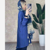شومیز مانتویی گلدوزی شده طرح سه گل بابونه جنس شانتون