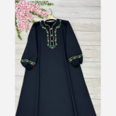 کفتان لینن گلدوزی زنانه فری سایز مشکی و سرمه ای