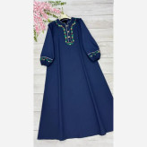 کفتان لینن گلدوزی زنانه فری سایز مشکی و سرمه ای