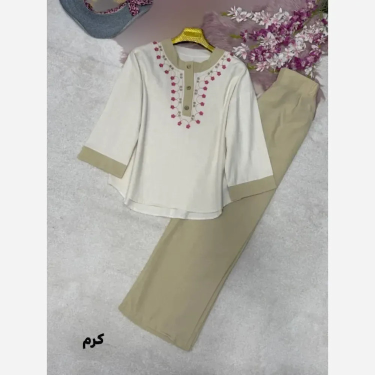 ست شومیز شلوار لنین خاطره فری سایز 38 تا 44