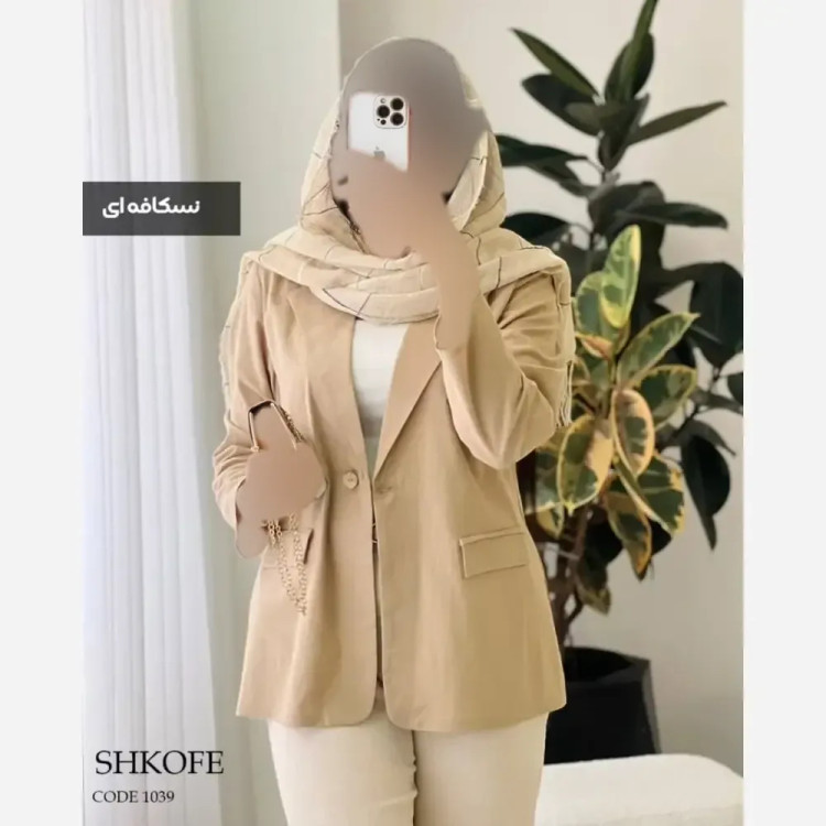 مانتو لینن ارکیده دخترانه و زنانه رنگ سفید و خاکی سایز یک و دو