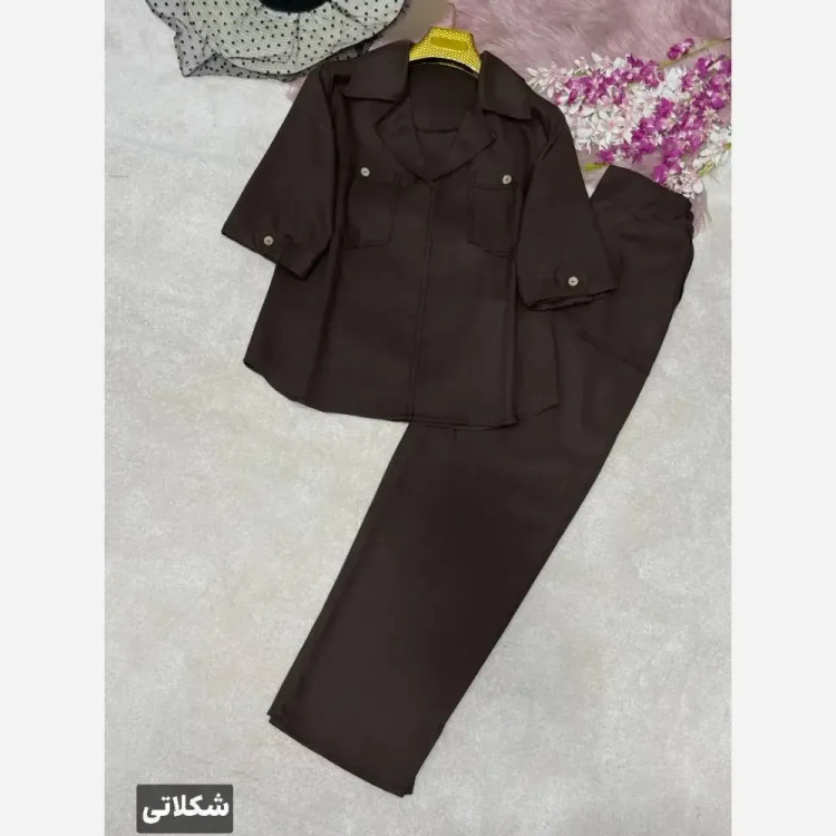 ست اسپرت شومیز و شلوار لنین فری سایز 38 تا 46