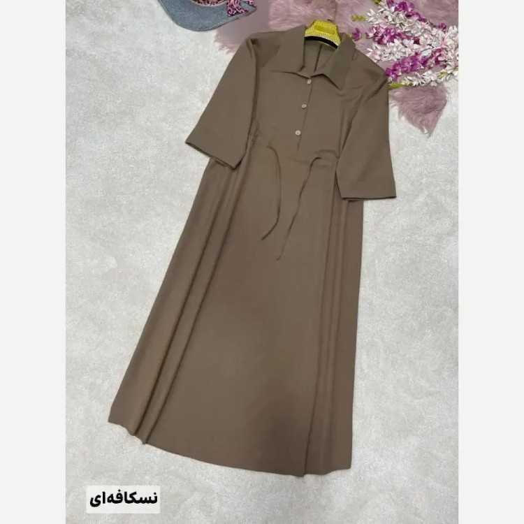 پیراهن لنین سالومه زنانه بلند و دکمه دار مناسب بارداری و شیردهی سایز 38 تا 46