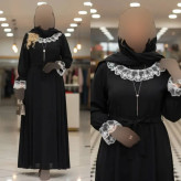 پیراهن عبایی محبوبه الیزه گیپور یقه و سر آستین فری سایز قد 130 زنانه