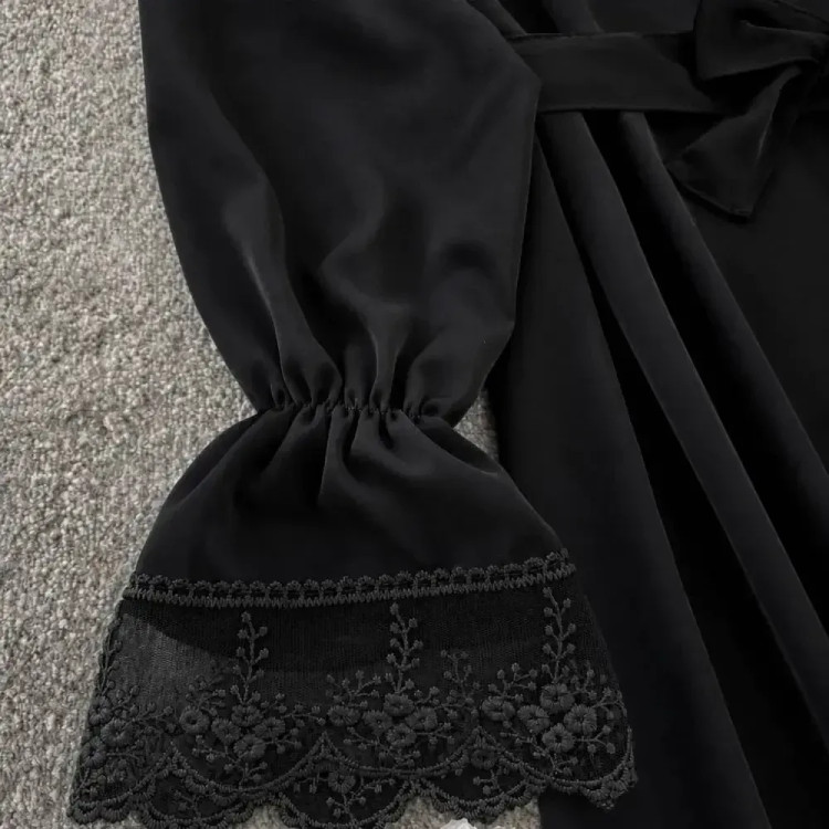 پیراهن عبایی محبوبه الیزه گیپور یقه و سر آستین فری سایز قد 130 زنانه