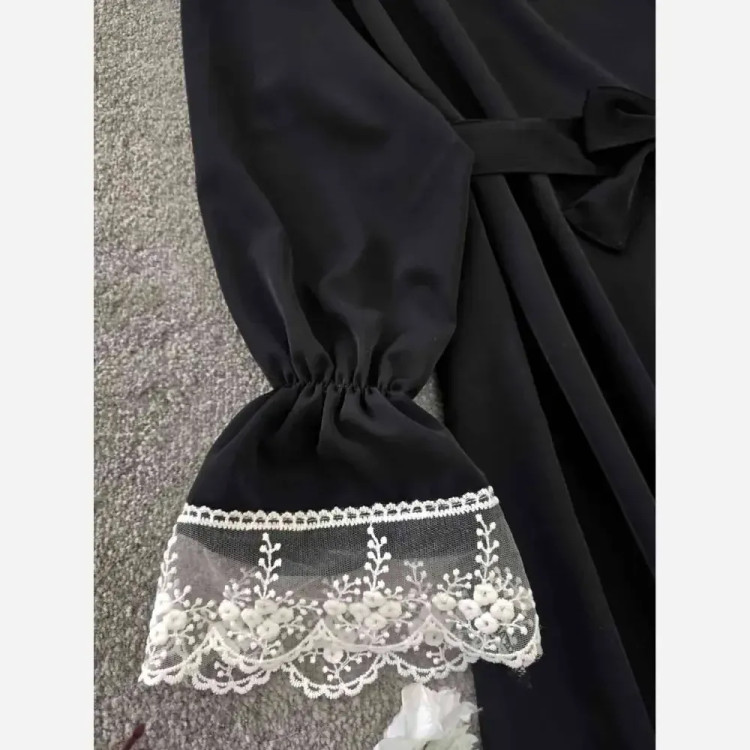 پیراهن عبایی محبوبه الیزه گیپور یقه و سر آستین فری سایز قد 130 زنانه