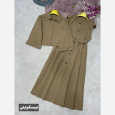 ست دوتیکه خاتون لنینت فری سایز 38 تا 46 رنگ مشکی نسکافه ای بیسکویتی